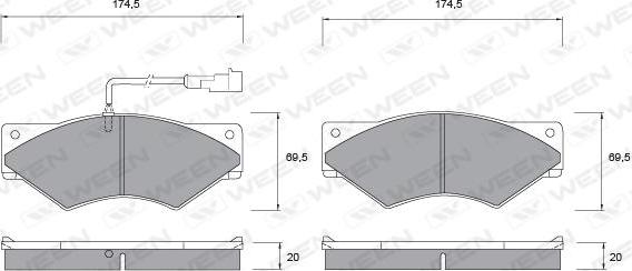 Ween 151-1050 - Тормозные колодки, дисковые, комплект avtokuzovplus.com.ua