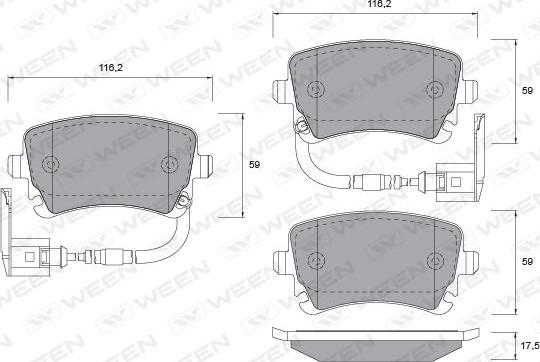 Ween 151-1058 - Тормозные колодки, дисковые, комплект avtokuzovplus.com.ua