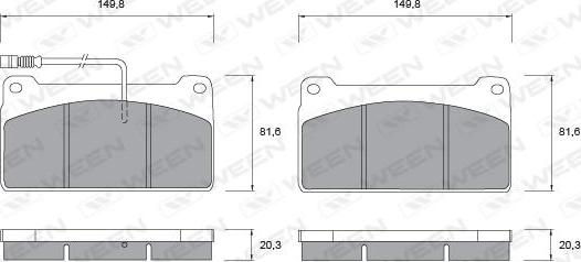 Ween 151-1062 - Гальмівні колодки, дискові гальма autocars.com.ua