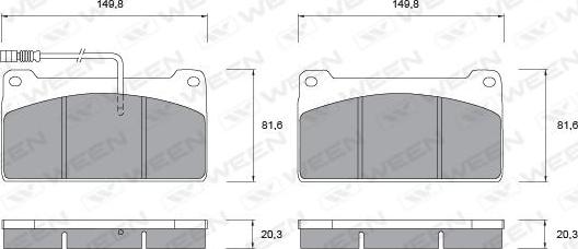 Ween 151-1063 - Гальмівні колодки, дискові гальма autocars.com.ua