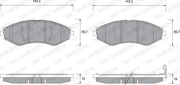 Ween 151-1110 - Тормозные колодки, дисковые, комплект avtokuzovplus.com.ua