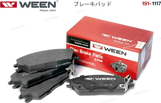 Ween 151-1117 - Тормозные колодки, дисковые, комплект avtokuzovplus.com.ua