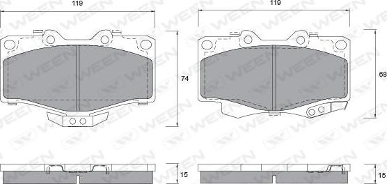 Ween 151-1145 - Тормозные колодки, дисковые, комплект avtokuzovplus.com.ua