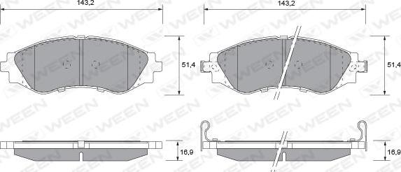 Ween 151-1157 - Гальмівні колодки, дискові гальма autocars.com.ua