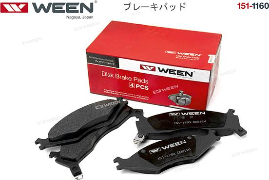 Ween 151-1160 - Тормозные колодки, дисковые, комплект avtokuzovplus.com.ua