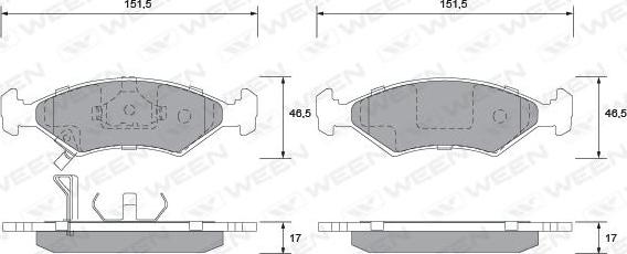 Ween 151-1162 - Гальмівні колодки, дискові гальма autocars.com.ua