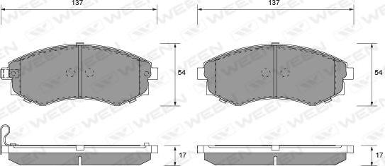 Ween 151-1170 - Тормозные колодки, дисковые, комплект avtokuzovplus.com.ua