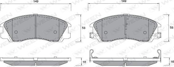 Ween 151-1176 - Тормозные колодки, дисковые, комплект autodnr.net