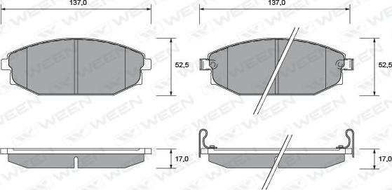 Ween 151-1182 - Гальмівні колодки, дискові гальма autocars.com.ua