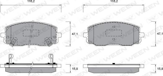 Ween 151-1191 - Гальмівні колодки, дискові гальма autocars.com.ua