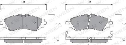 Ween 151-1194 - Гальмівні колодки, дискові гальма autocars.com.ua