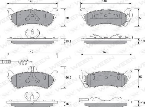 Ween 151-1230 - Тормозные колодки, дисковые, комплект avtokuzovplus.com.ua