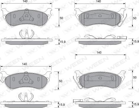 Ween 151-1231 - Гальмівні колодки, дискові гальма autocars.com.ua