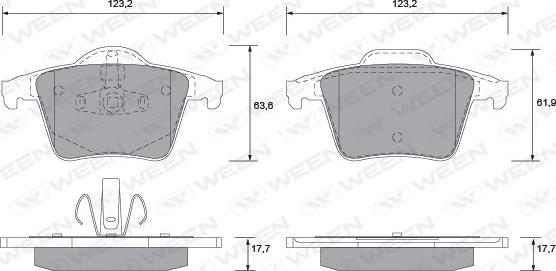 Ween 151-1251 - Тормозные колодки, дисковые, комплект autodnr.net