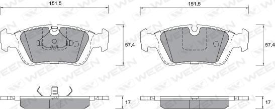 Ween 151-1265 - Гальмівні колодки, дискові гальма autocars.com.ua