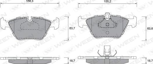 Ween 151-1268 - Тормозные колодки, дисковые, комплект avtokuzovplus.com.ua