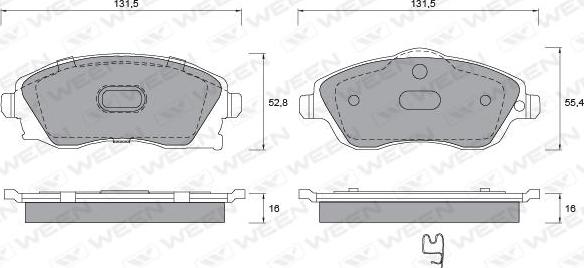 Ween 151-1311 - Тормозные колодки, дисковые, комплект avtokuzovplus.com.ua