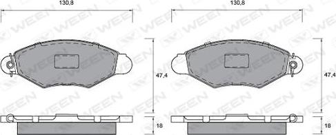 Ween 151-1334 - Тормозные колодки, дисковые, комплект avtokuzovplus.com.ua