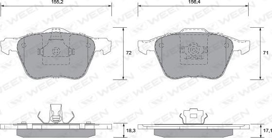 Ween 151-1350 - Гальмівні колодки, дискові гальма autocars.com.ua