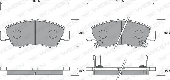 Ween 151-1365 - Гальмівні колодки, дискові гальма autocars.com.ua