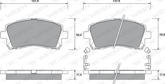 Ween 151-1373 - Тормозные колодки, дисковые, комплект avtokuzovplus.com.ua