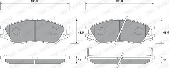 Ween 151-1378 - Тормозные колодки, дисковые, комплект autodnr.net