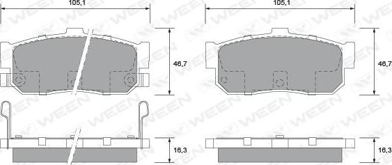 Ween 151-1384 - Гальмівні колодки, дискові гальма autocars.com.ua