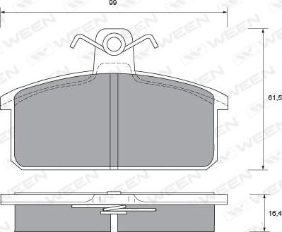 Ween 151-1389 - Гальмівні колодки, дискові гальма autocars.com.ua