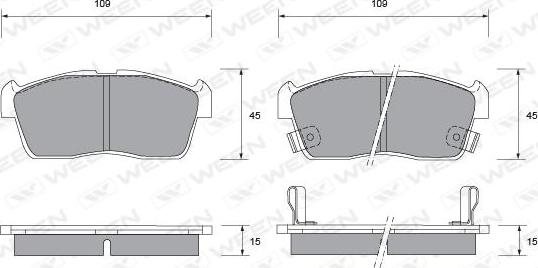 Ween 151-1399 - Тормозные колодки, дисковые, комплект avtokuzovplus.com.ua