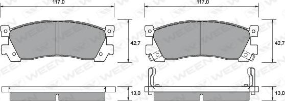 Ween 151-1415 - Тормозные колодки, дисковые, комплект avtokuzovplus.com.ua