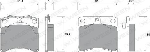 Ween 151-1438 - Тормозные колодки, дисковые, комплект autodnr.net