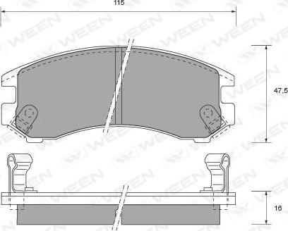 Ween 151-1483 - Тормозные колодки, дисковые, комплект avtokuzovplus.com.ua