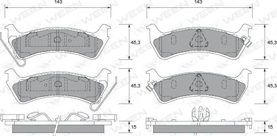 Ween 151-1487 - Гальмівні колодки, дискові гальма autocars.com.ua