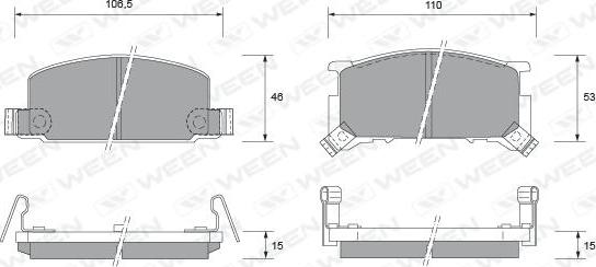 Ween 151-1496 - Тормозные колодки, дисковые, комплект autodnr.net