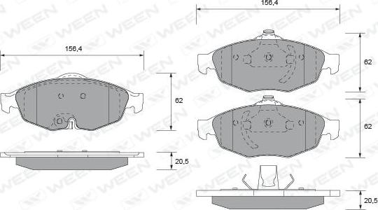 Ween 151-1498 - Тормозные колодки, дисковые, комплект autodnr.net