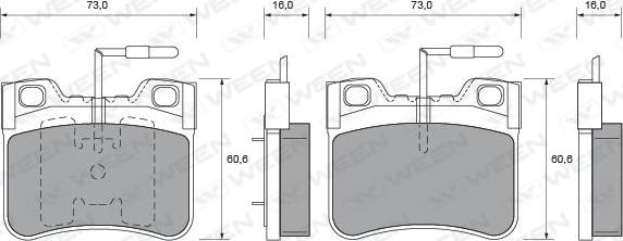 Ween 151-1504 - Тормозные колодки, дисковые, комплект avtokuzovplus.com.ua