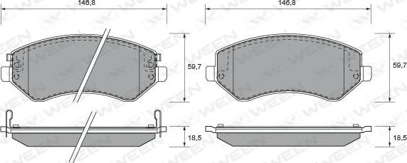 Ween 151-1510 - Тормозные колодки, дисковые, комплект avtokuzovplus.com.ua