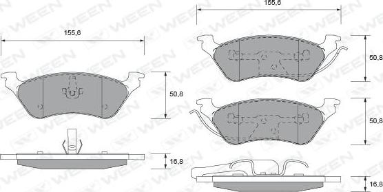 Ween 151-1545 - Тормозные колодки, дисковые, комплект avtokuzovplus.com.ua