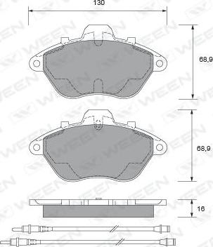 Ween 151-1556 - Тормозные колодки, дисковые, комплект avtokuzovplus.com.ua