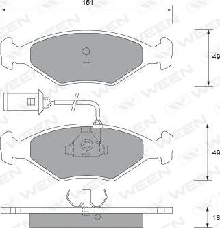 Ween 151-1558 - Тормозные колодки, дисковые, комплект avtokuzovplus.com.ua