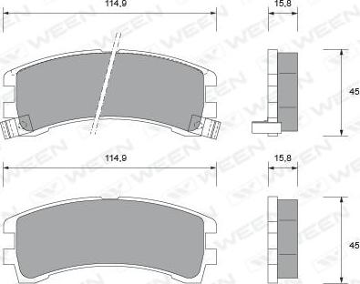 Ween 151-1569 - Гальмівні колодки, дискові гальма autocars.com.ua