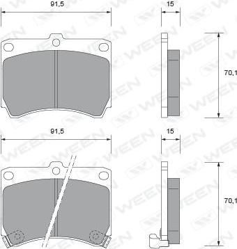 Ween 151-1580 - Тормозные колодки, дисковые, комплект avtokuzovplus.com.ua