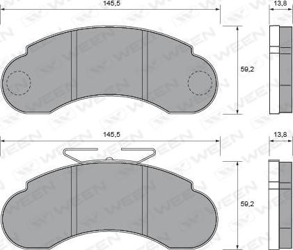 Ween 151-1647 - Гальмівні колодки, дискові гальма autocars.com.ua