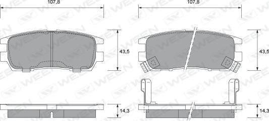 Ween 151-1656 - Гальмівні колодки, дискові гальма autocars.com.ua