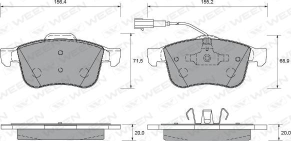 Ween 151-1695 - Гальмівні колодки, дискові гальма autocars.com.ua