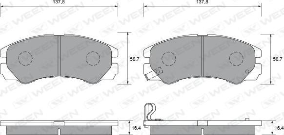 Ween 151-1703 - Гальмівні колодки, дискові гальма autocars.com.ua