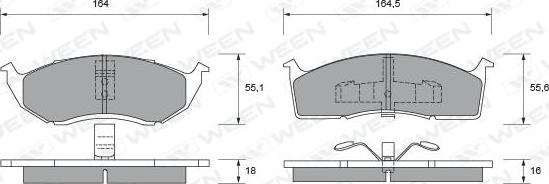 Ween 151-1736 - Тормозные колодки, дисковые, комплект avtokuzovplus.com.ua