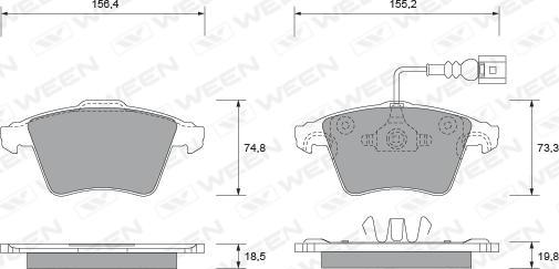 Ween 151-1740 - Тормозные колодки, дисковые, комплект avtokuzovplus.com.ua