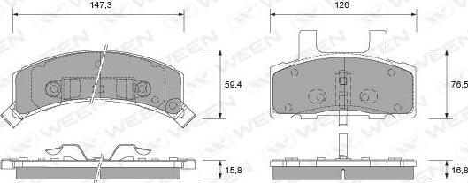 Ween 151-1758 - Гальмівні колодки, дискові гальма autocars.com.ua