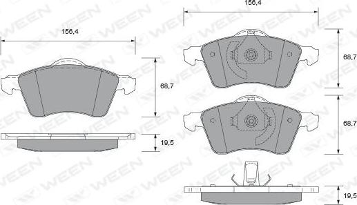 Ween 151-1765 - Тормозные колодки, дисковые, комплект avtokuzovplus.com.ua